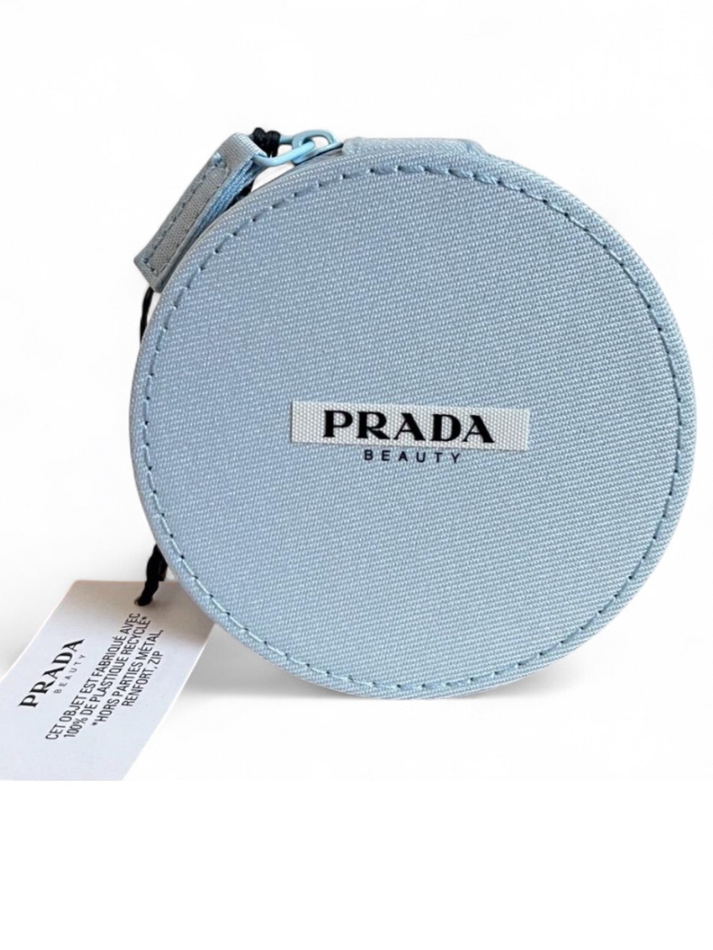 Authentic Prada Beauty Round Zip Pouch / Makeup Bag / Mini Bag in Pale Blue - Picture 2 of 4
